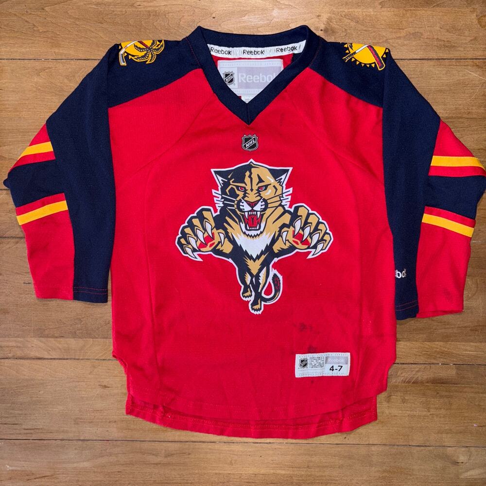 Vintage Reebok Florida Panthers NHL Kids Youth Hockey Jersey Size 4-7